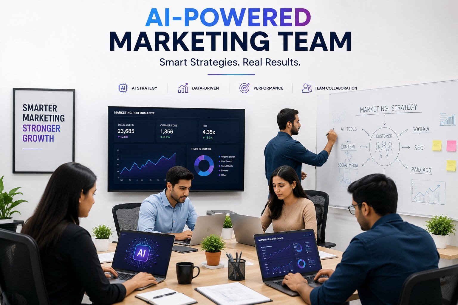AI Powered Marketing team working in Dehradun office